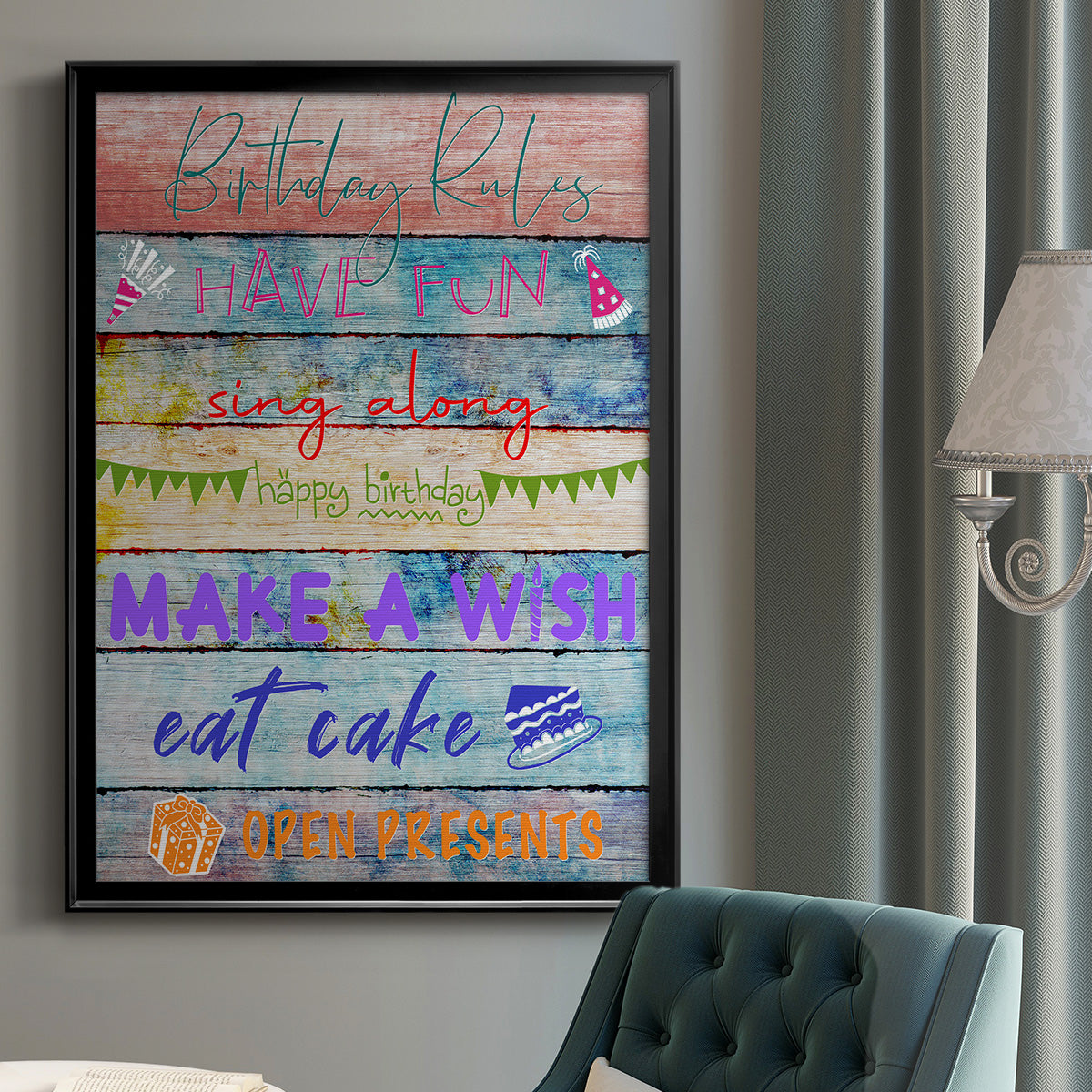 Birthday Rules - Modern Framed Canvas Print