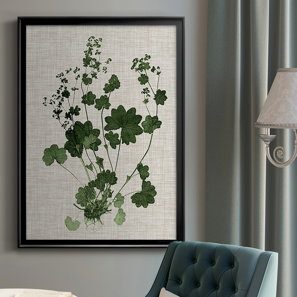 Forest Foliage on Linen III - Modern Framed Canvas Print