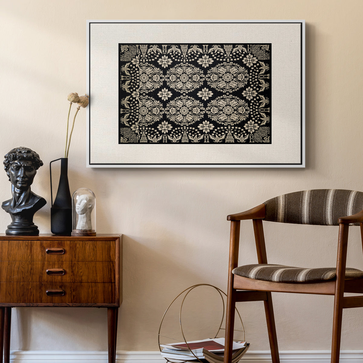 Vintage Abstract Print-XI Premium Framed Gallery Wrapped Canvas in Floating Frame