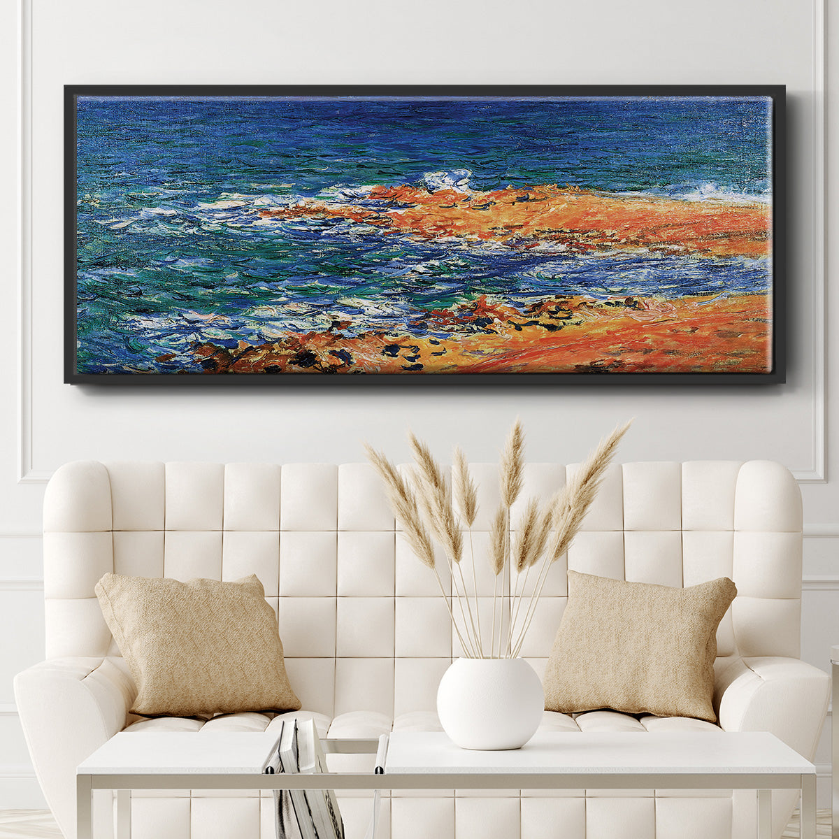 The 'Big Blue' Sea in Antibes, 1888 - Floater Framed Canvas Print