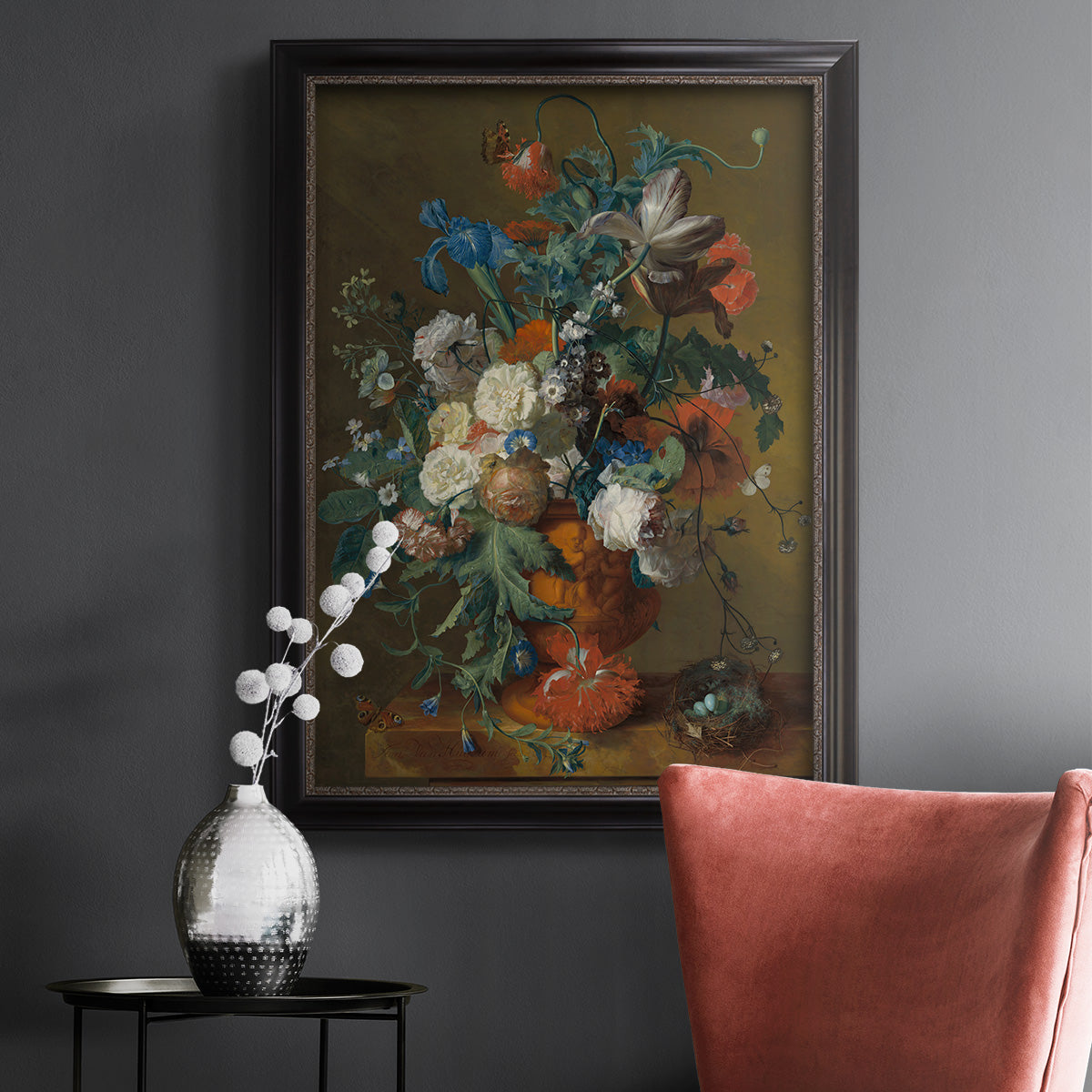 Flowers in an Urn - Ornate Framed Canvas Print