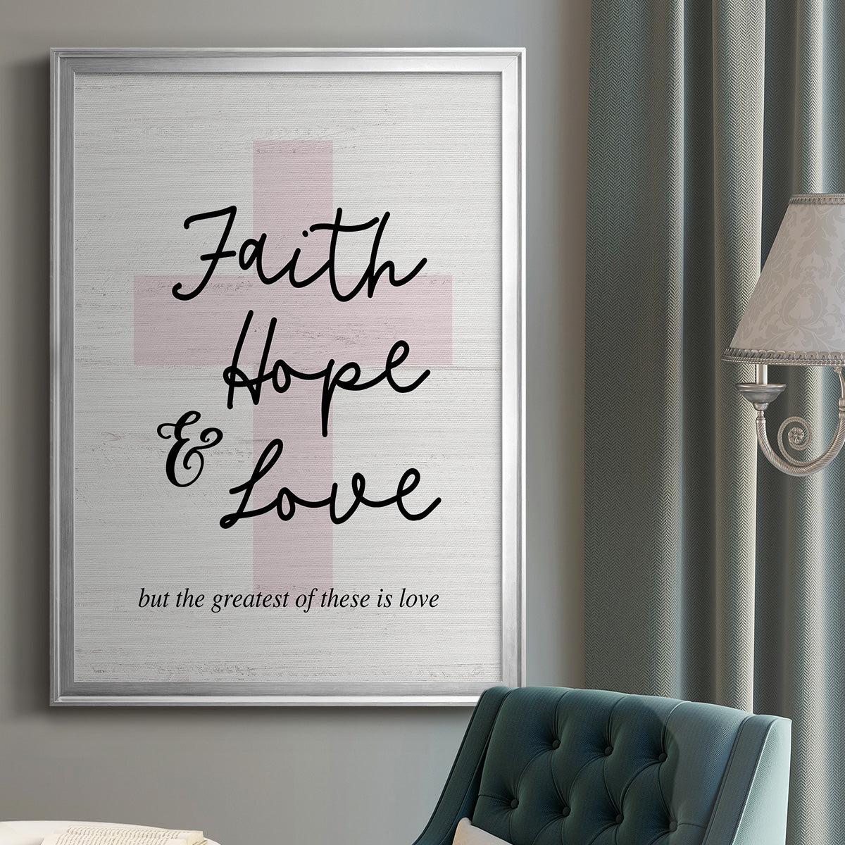 Faith Hope and Love Cross - Modern Framed Canvas Print
