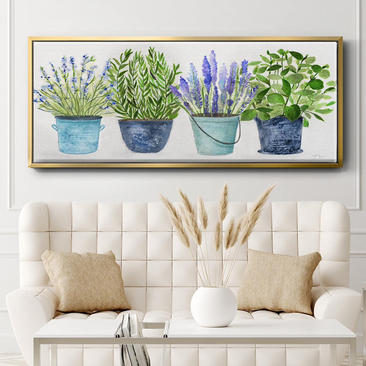 Fresh Herb Collection - Floater Framed Canvas Print
