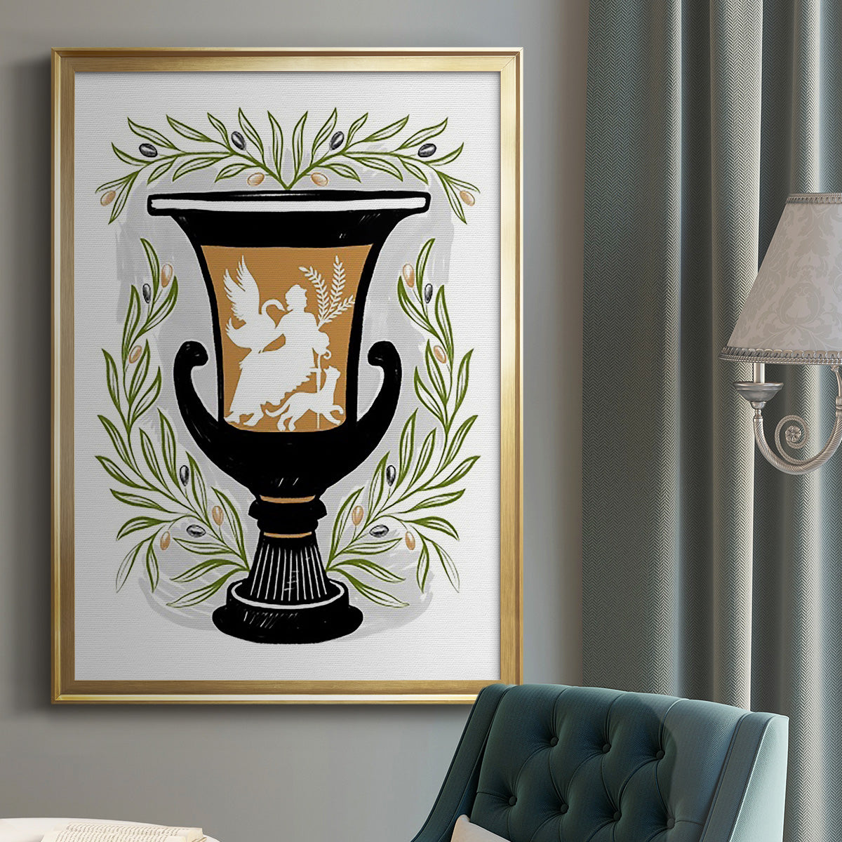 Greek Vases I - Modern Framed Canvas Print
