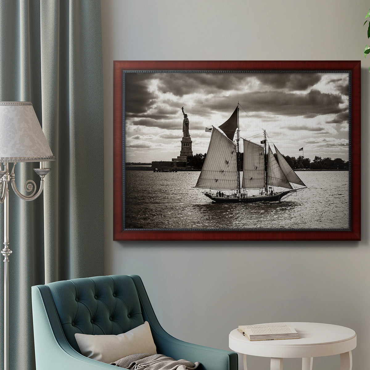 The Clipper & the Liberty Premium Framed Canvas- Ready to Hang