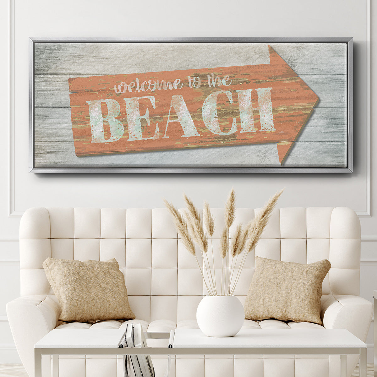 Welcome to the Beach - Floater Framed Canvas Print