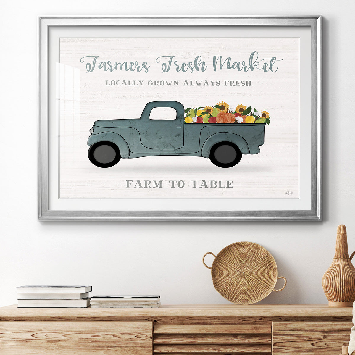 Fresh Sunflowers Truck - Modern Framed Art Print