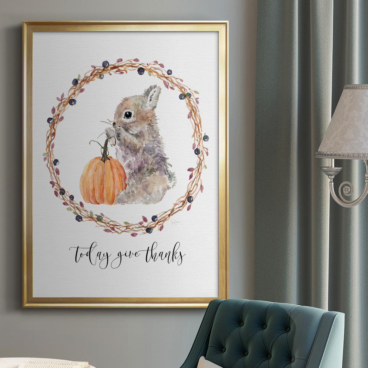 Harvest Home Bunny - Modern Framed Canvas Print