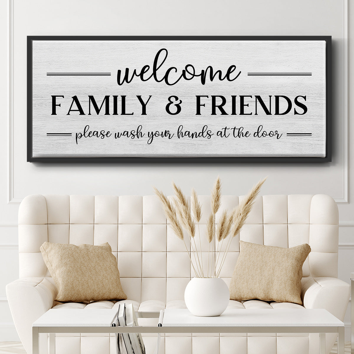 Welcome Family & Friends - Floater Framed Canvas Print