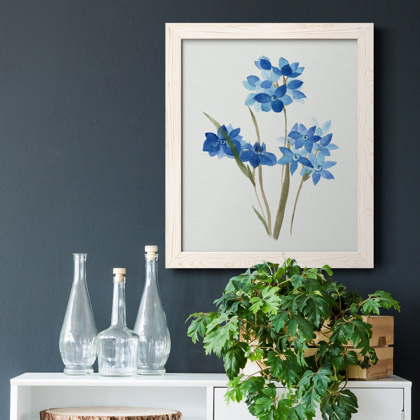 Blue Blossom Botanical I - Premium Canvas Framed in Barnwood - Ready to Hang