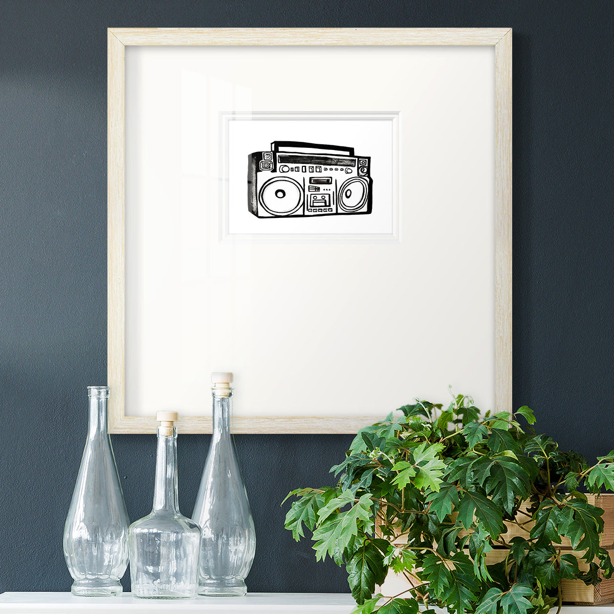 Boombox Sketch Premium Framed Print Double Matboard