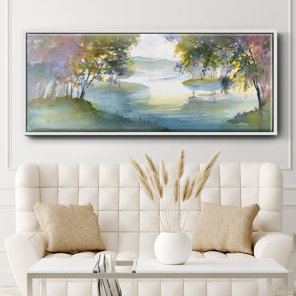 Meandering Lake I - Floater Framed Canvas Print