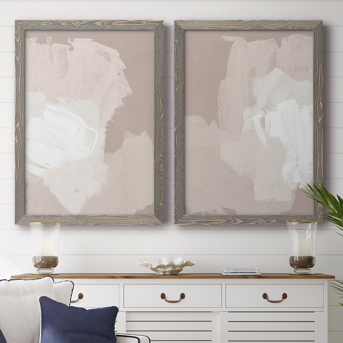 Cloud Slate I - Barnwood Framed Canvas Set