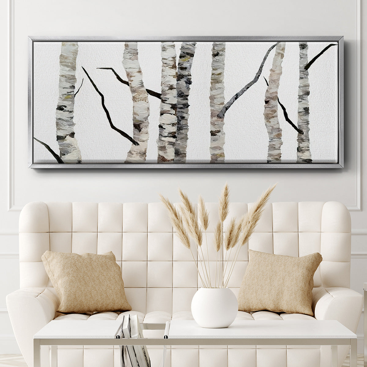 Birch Trees II - Floater Framed Canvas Print