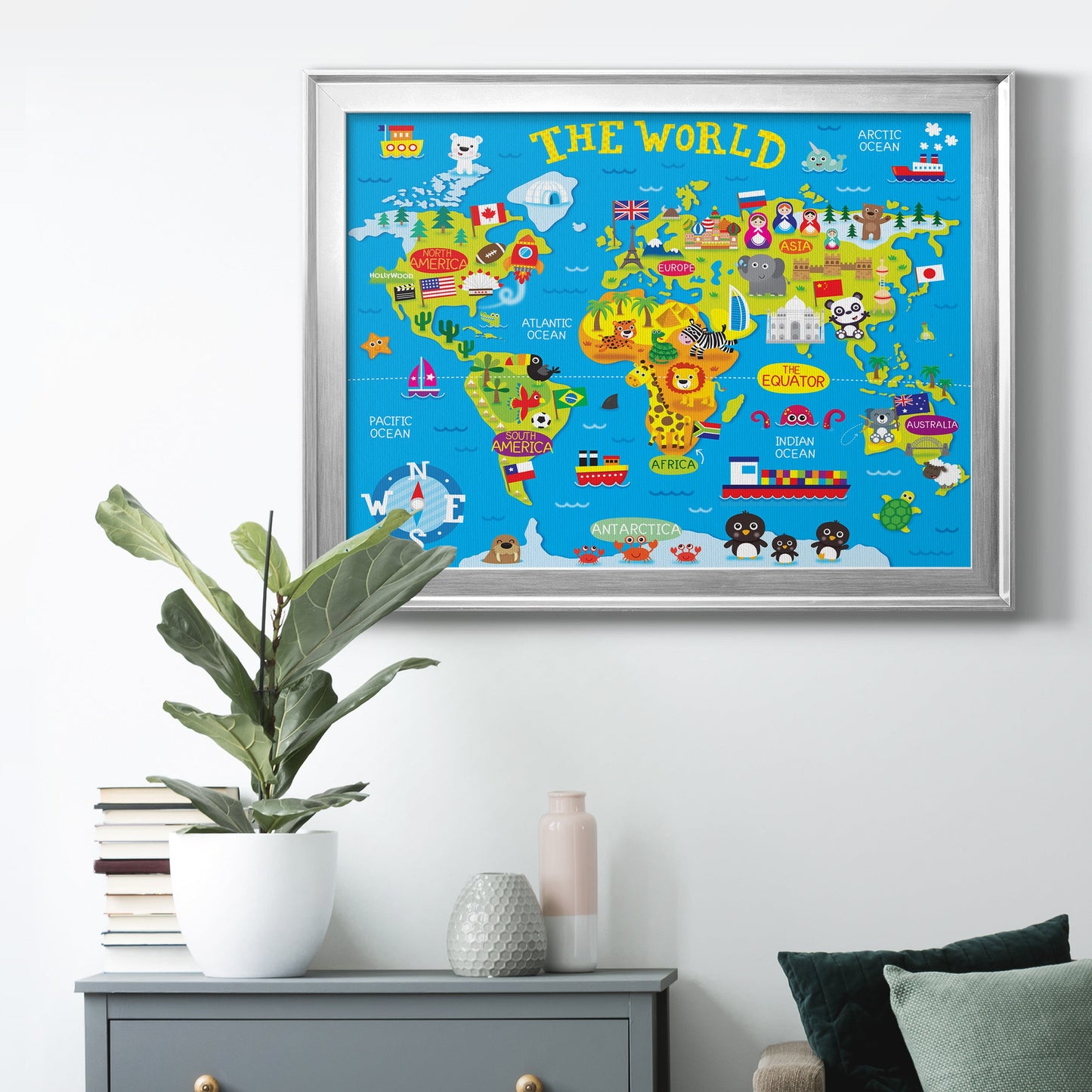 World Map Premium Classic Framed Canvas - Ready to Hang