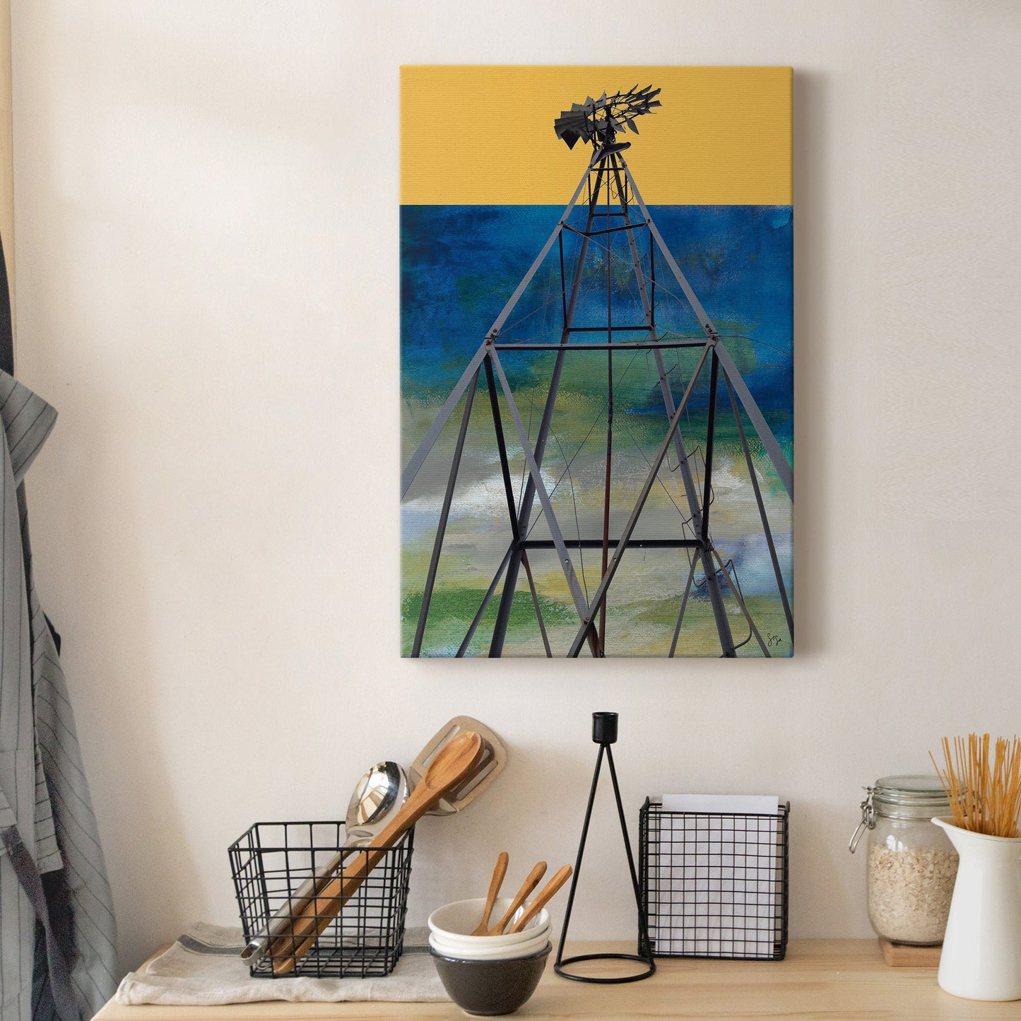 Windmill Abstract Premium Gallery Wrapped Canvas - Ready to Hang