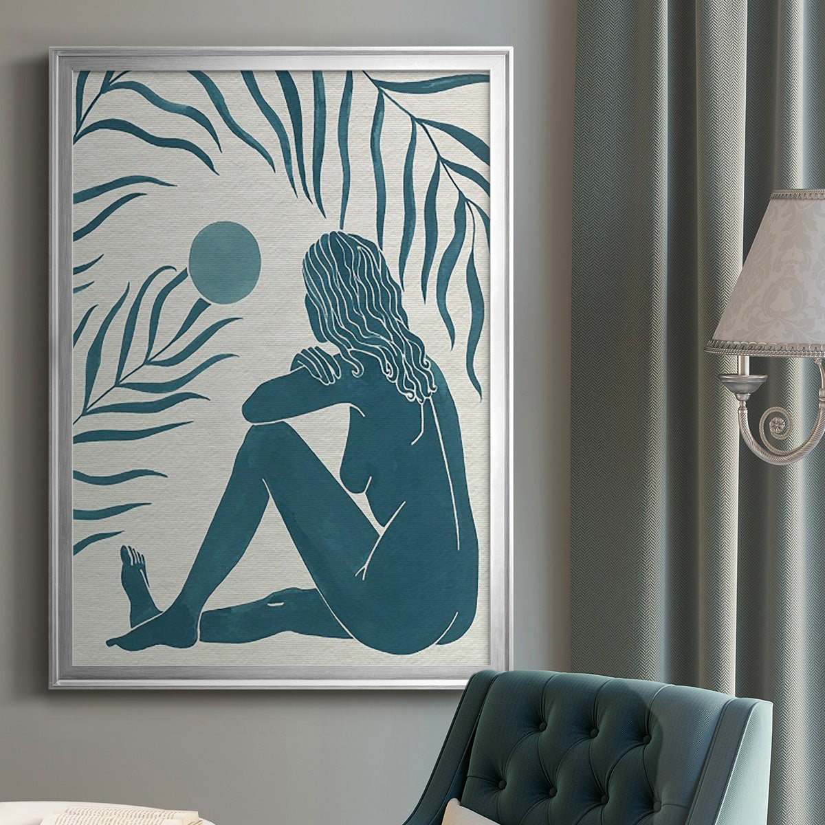 Moon Gazer II - Modern Framed Canvas Print