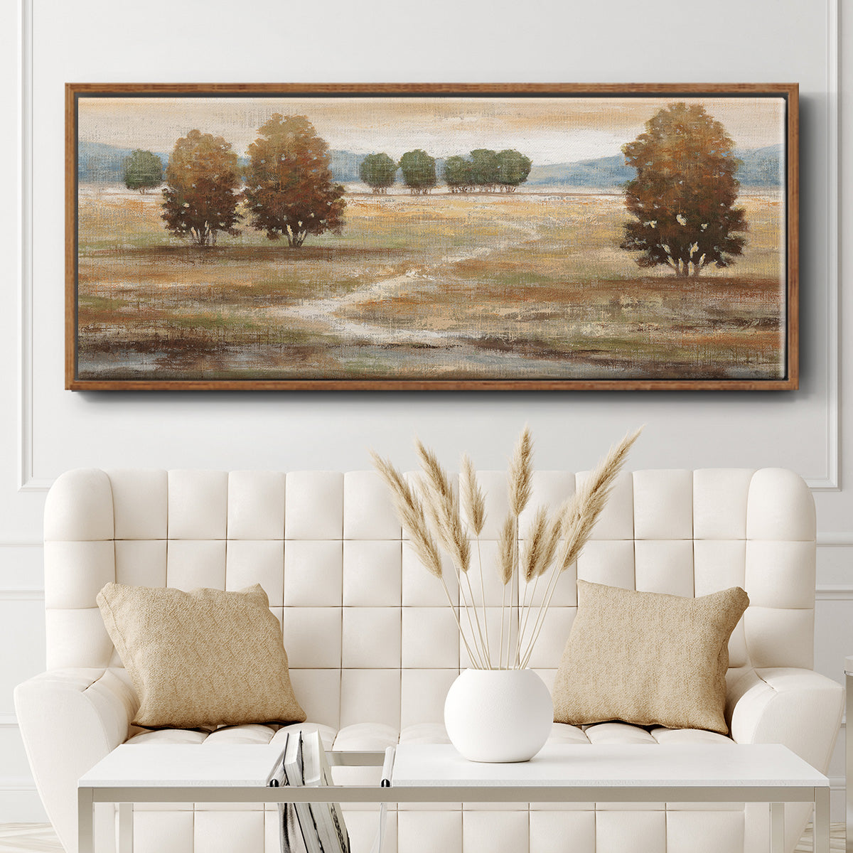 Linen Landscape I - Floater Framed Canvas Print