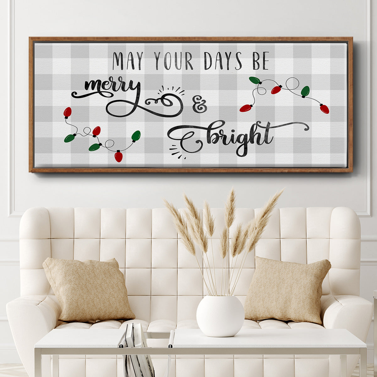 Buffalo Check Merry - Floater Framed Canvas Print