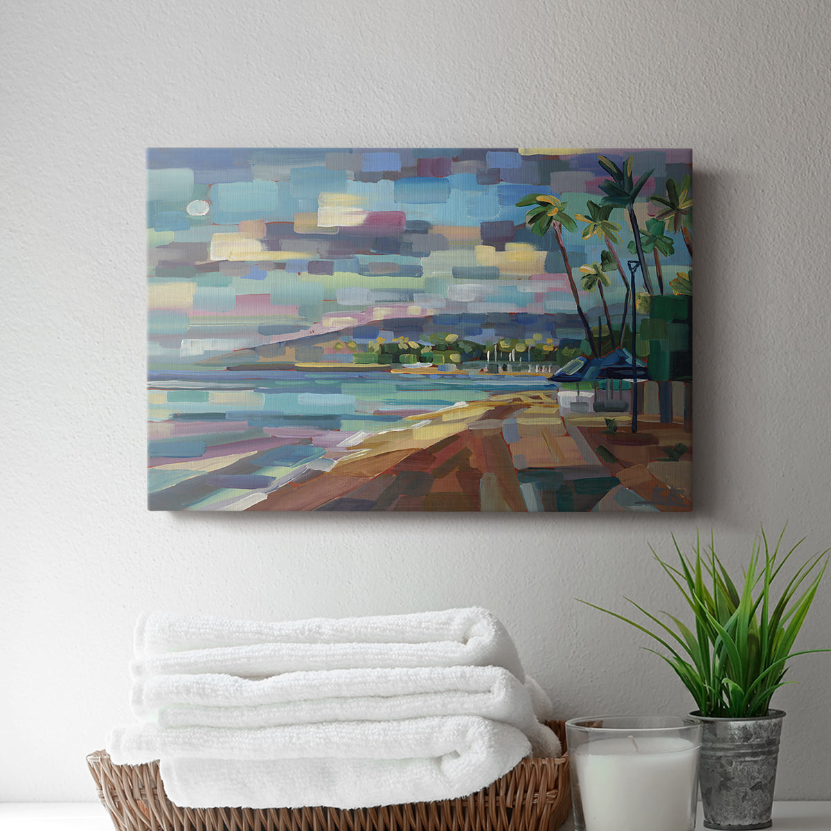 Morning Moon Over Waikiki - Canvas Art Print