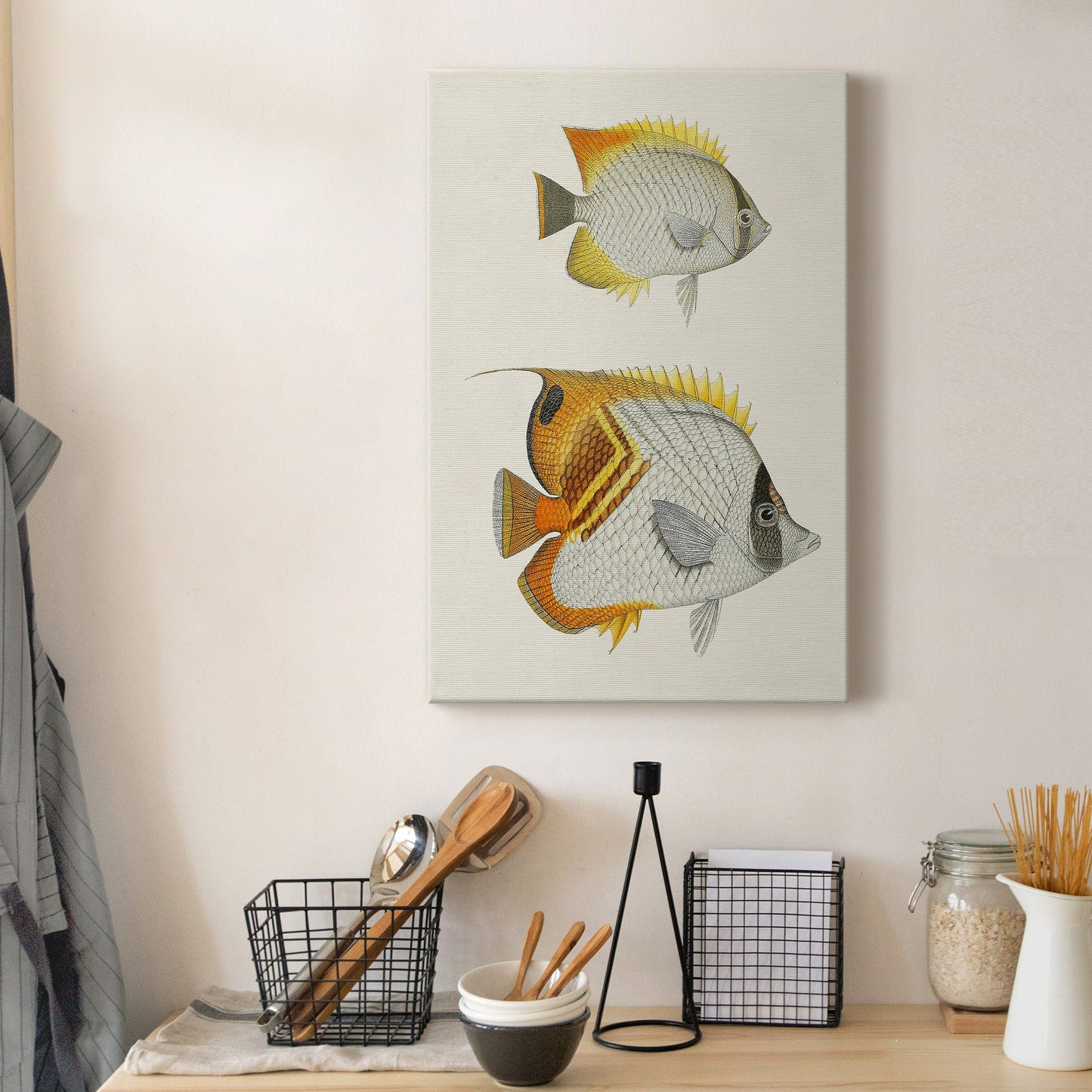 Yellow & Grey Fish I Premium Gallery Wrapped Canvas - Ready to Hang