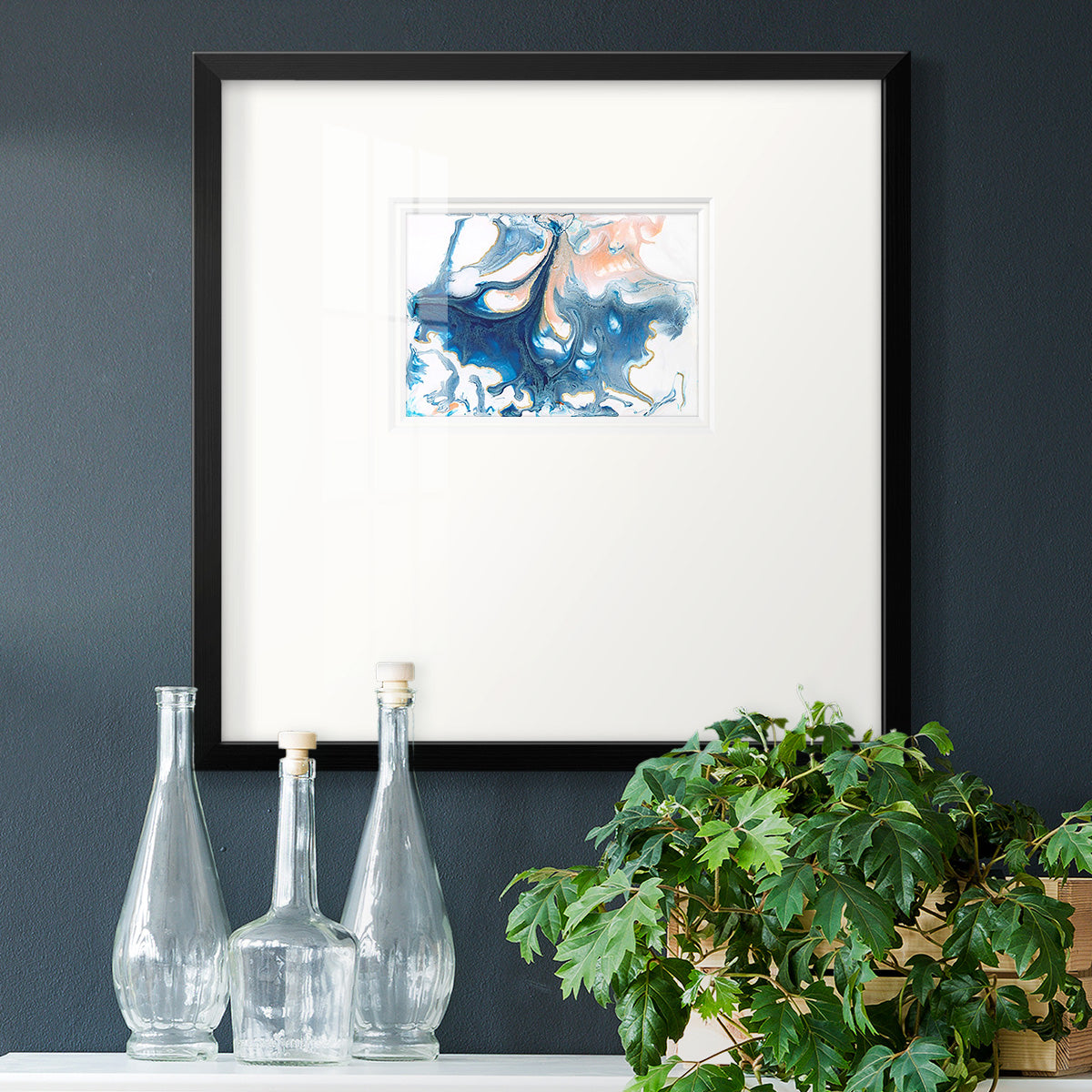 Dancing Blue I Premium Framed Print Double Matboard