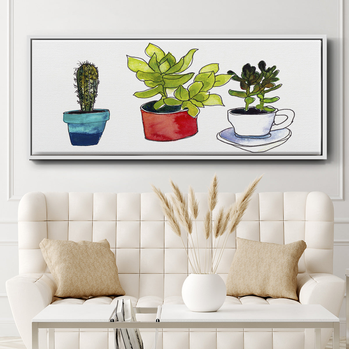 Vibing Succulents II - Floater Framed Canvas Print
