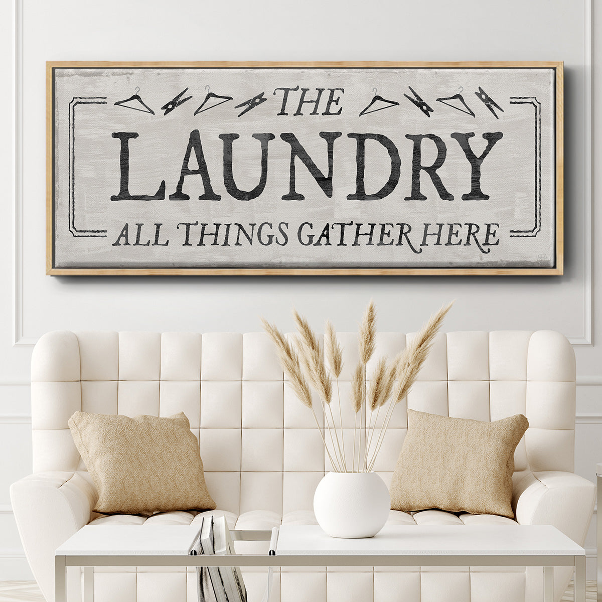 Laundry Gathers - Floater Framed Canvas Print