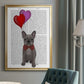 French Bulldog and Balloons - Modern Framed Canvas Print