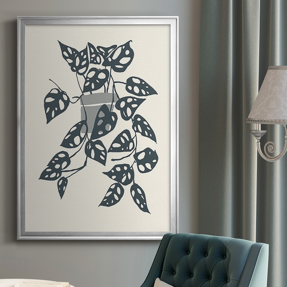 Growing Leaves II - Modern Framed Canvas Print