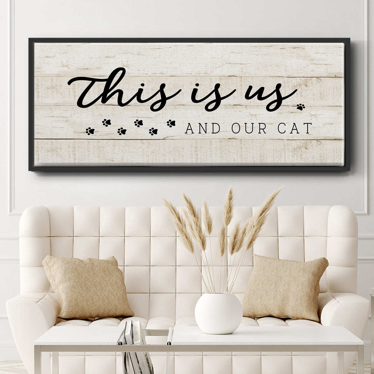 Us and Our Cat - Floater Framed Canvas Print