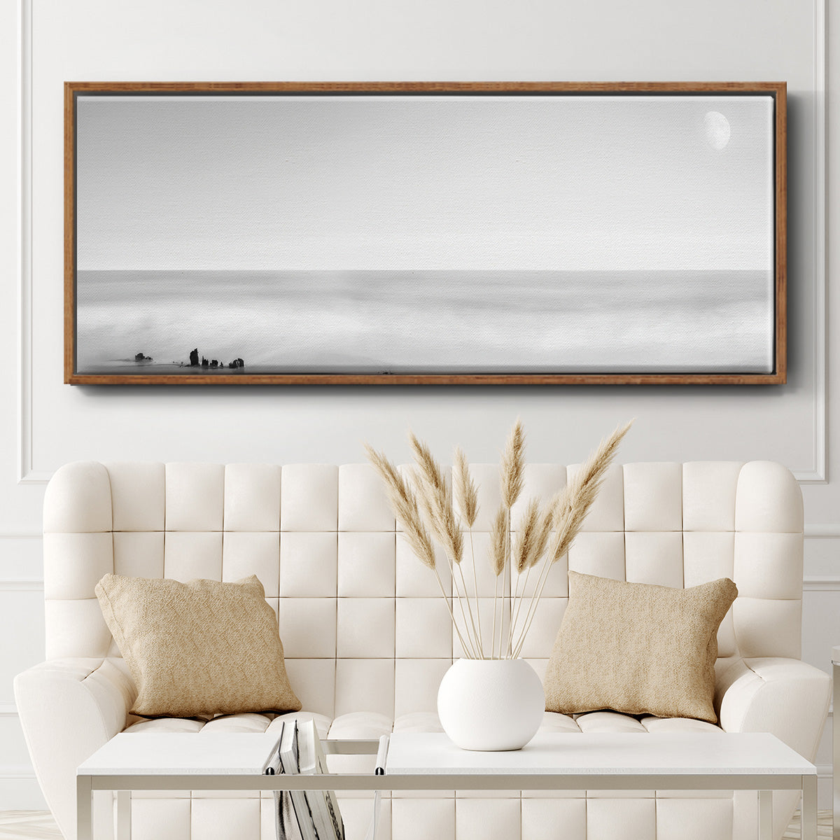 Black & White Water Panel XIV - Floater Framed Canvas Print
