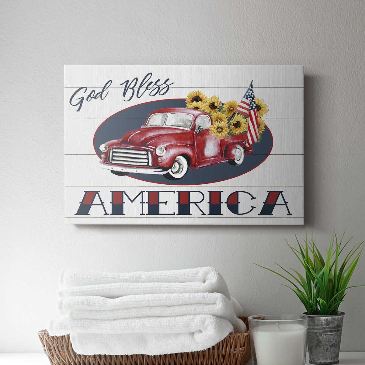 God Bless America Truck - Canvas Art Print