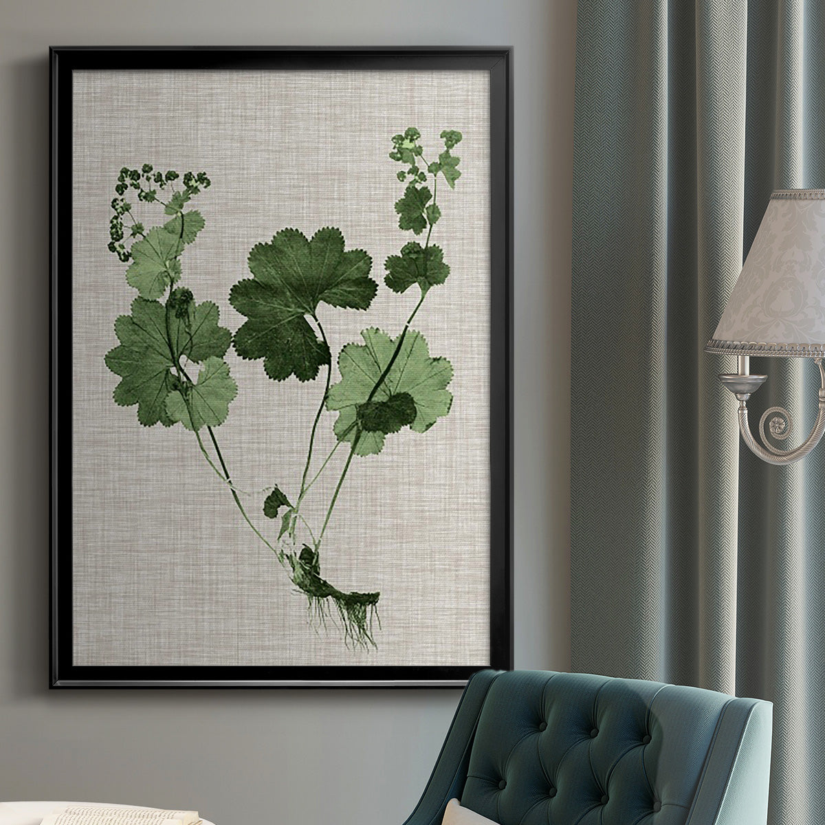 Forest Foliage on Linen I - Modern Framed Canvas Print