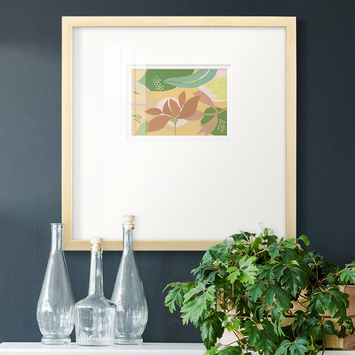 Neutral Blooms I Premium Framed Print Double Matboard