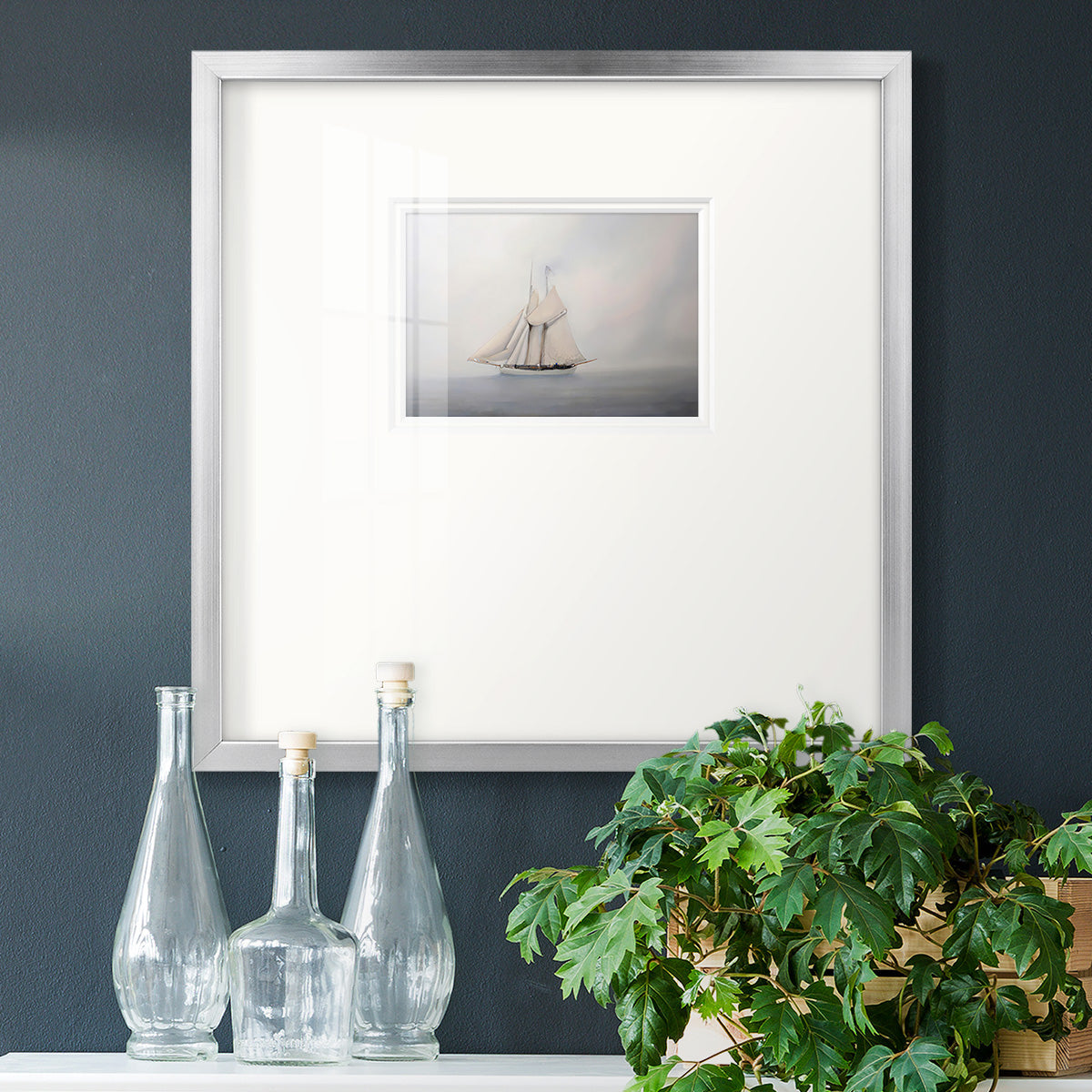 Foggy Sail III Premium Framed Print Double Matboard