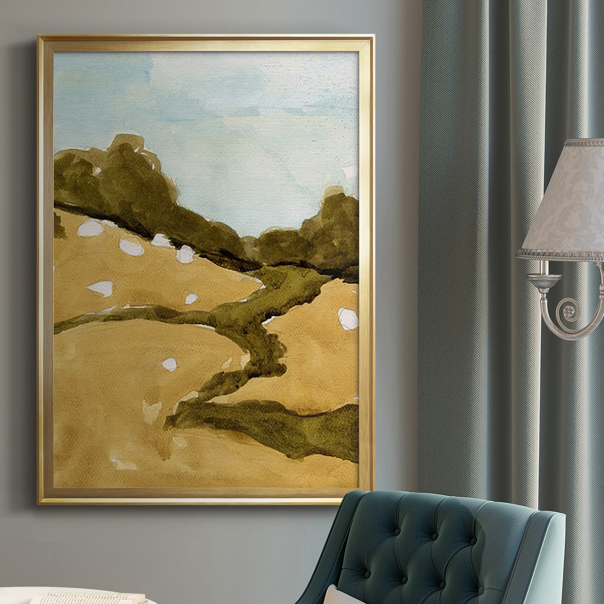 Scattered Sheep II - Modern Framed Canvas Print