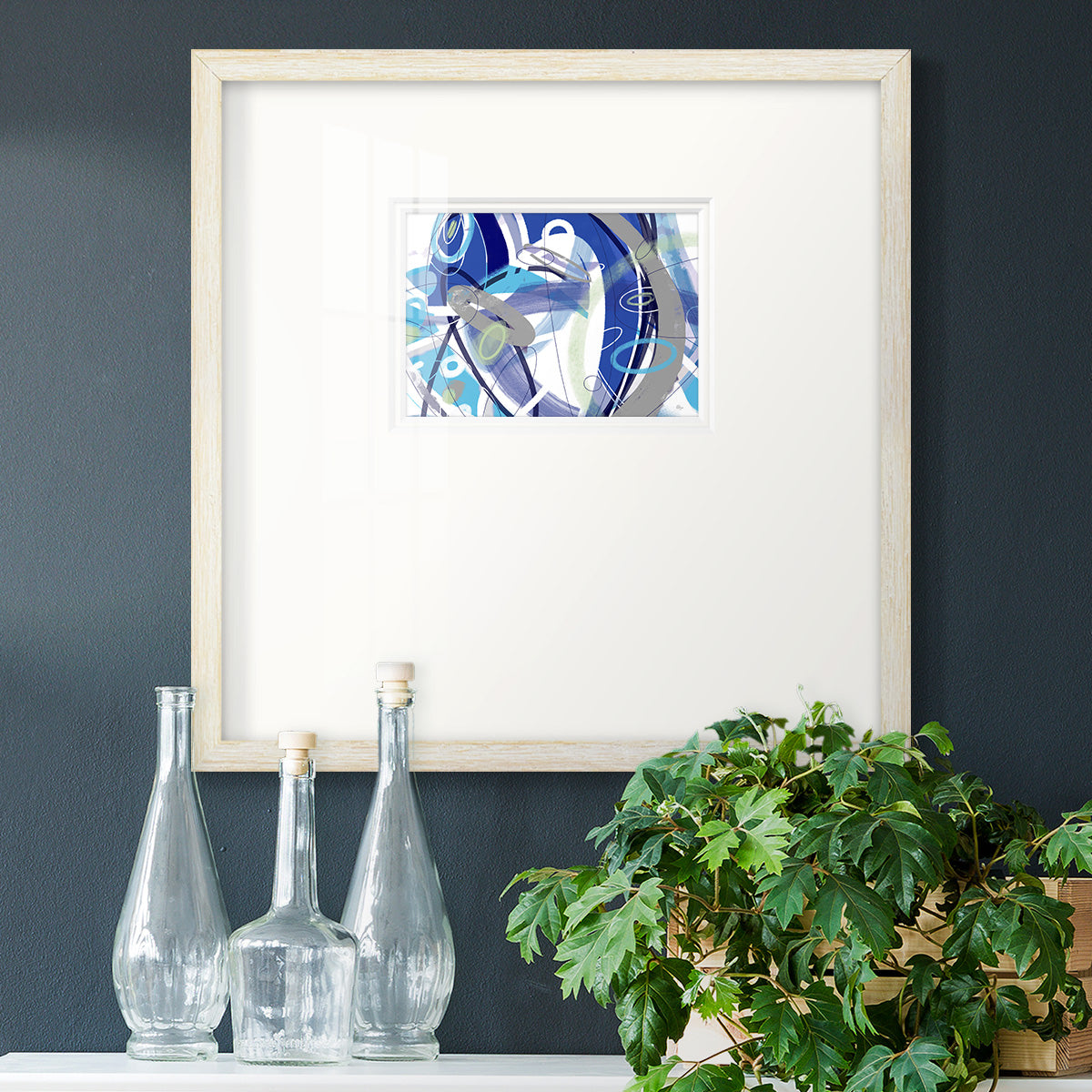 Blue Flow- Premium Framed Print Double Matboard