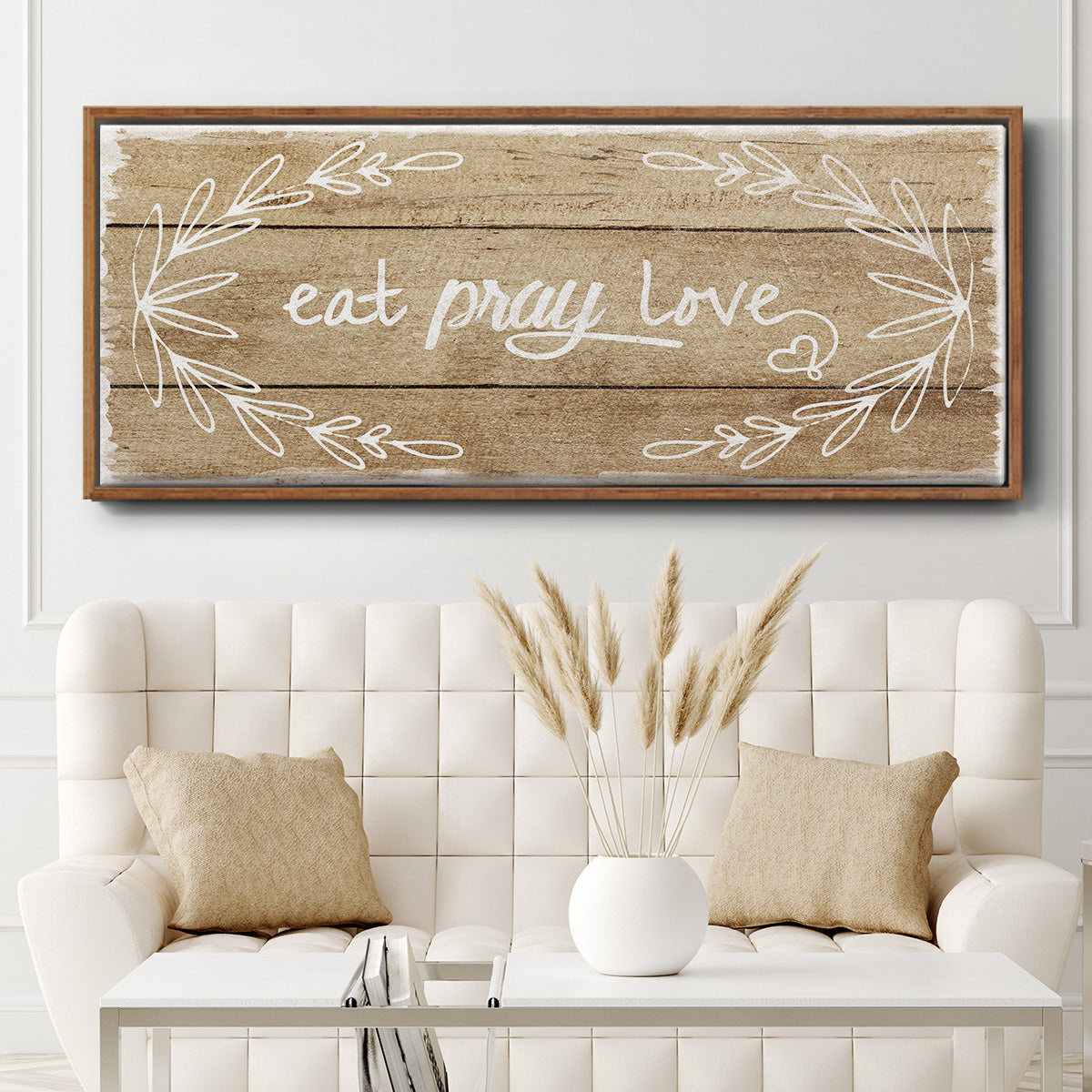 Eat, Pray, Love - Floater Framed Canvas Print