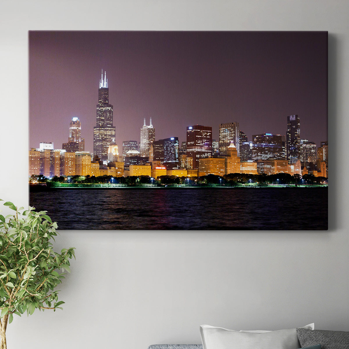 Late Night City Chicago - Canvas Art Print