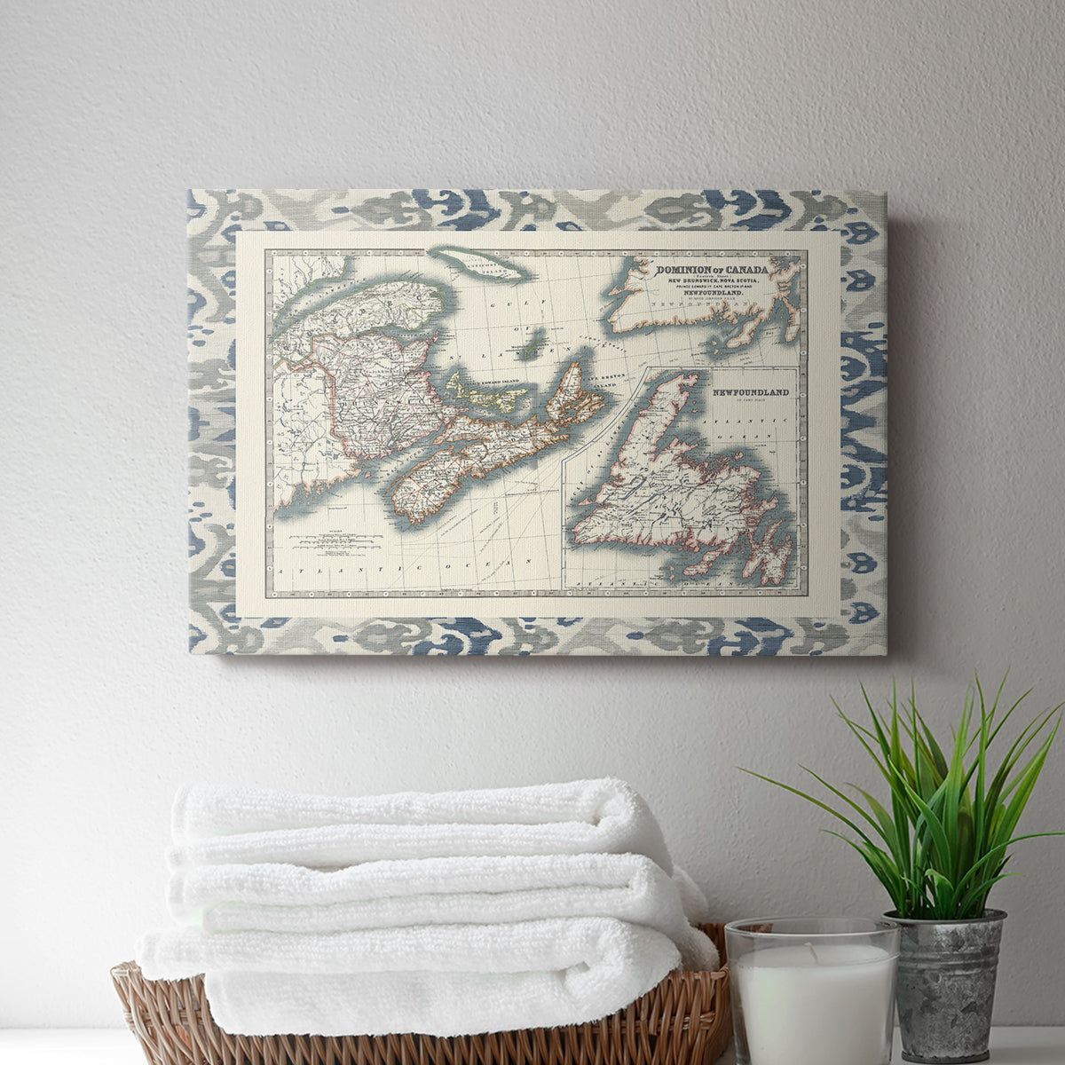 Bordered Map of Canada - Canvas Art Print