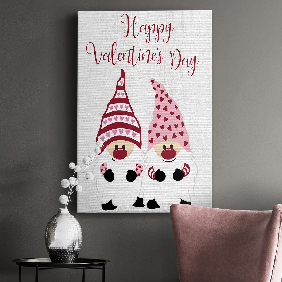 Valentines Gnomes Premium Gallery Wrapped Canvas - Ready to Hang