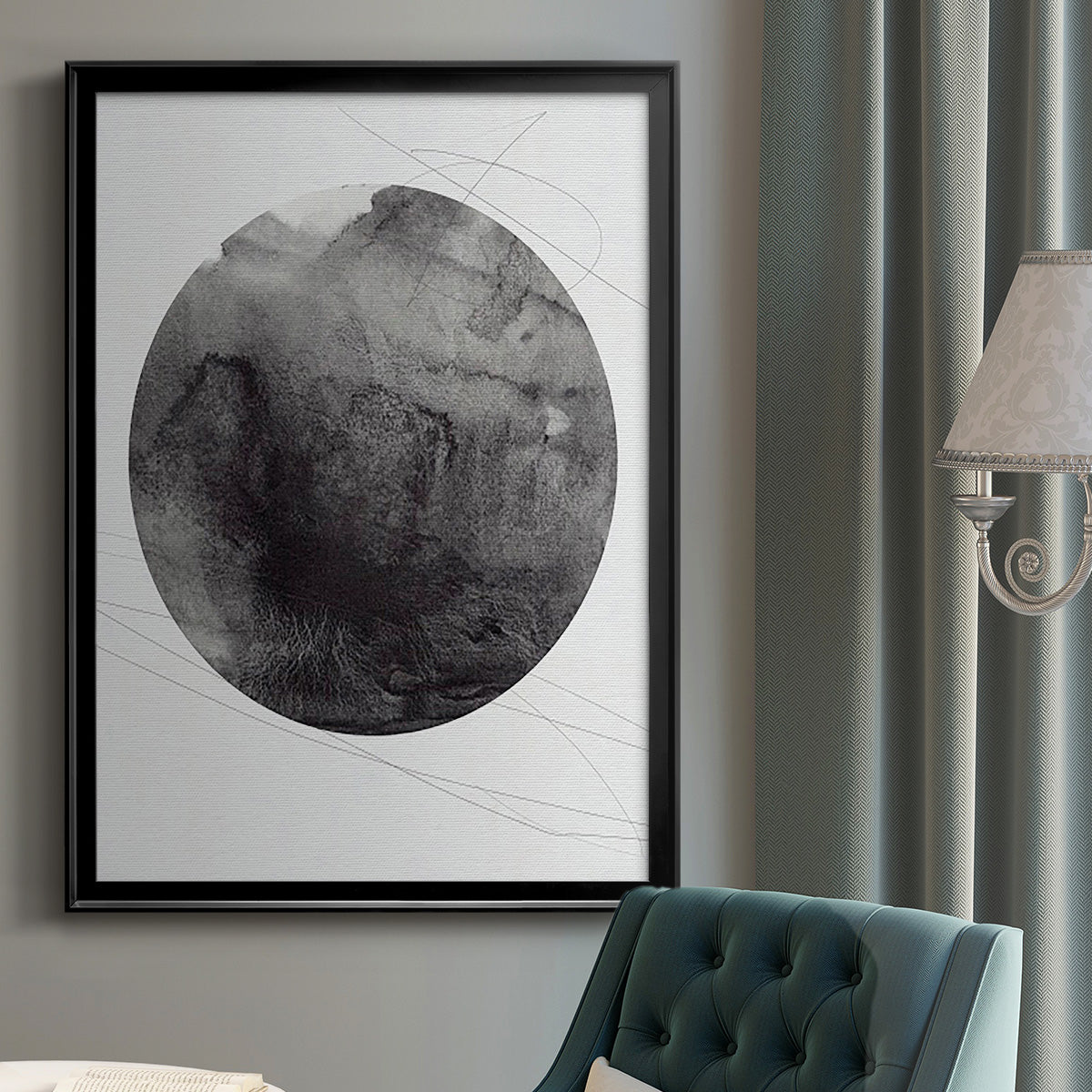 Graphite Moon I - Modern Framed Canvas Print