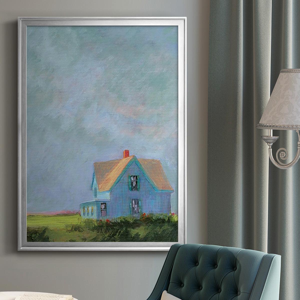 Blue Cape - Modern Framed Canvas Print