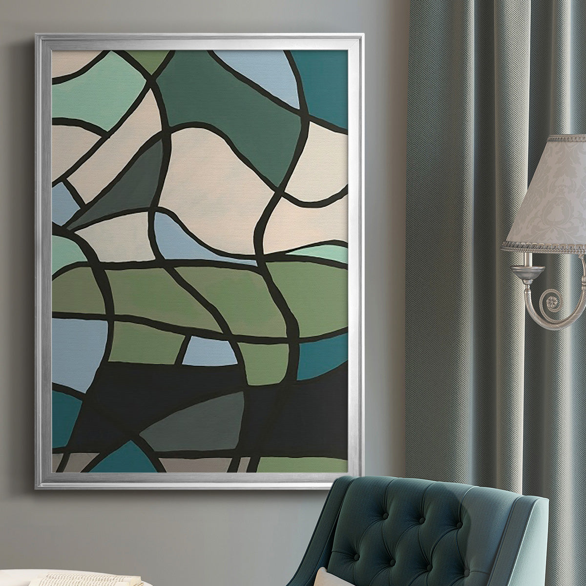 Multicolor Stained Glass II - Modern Framed Canvas Print