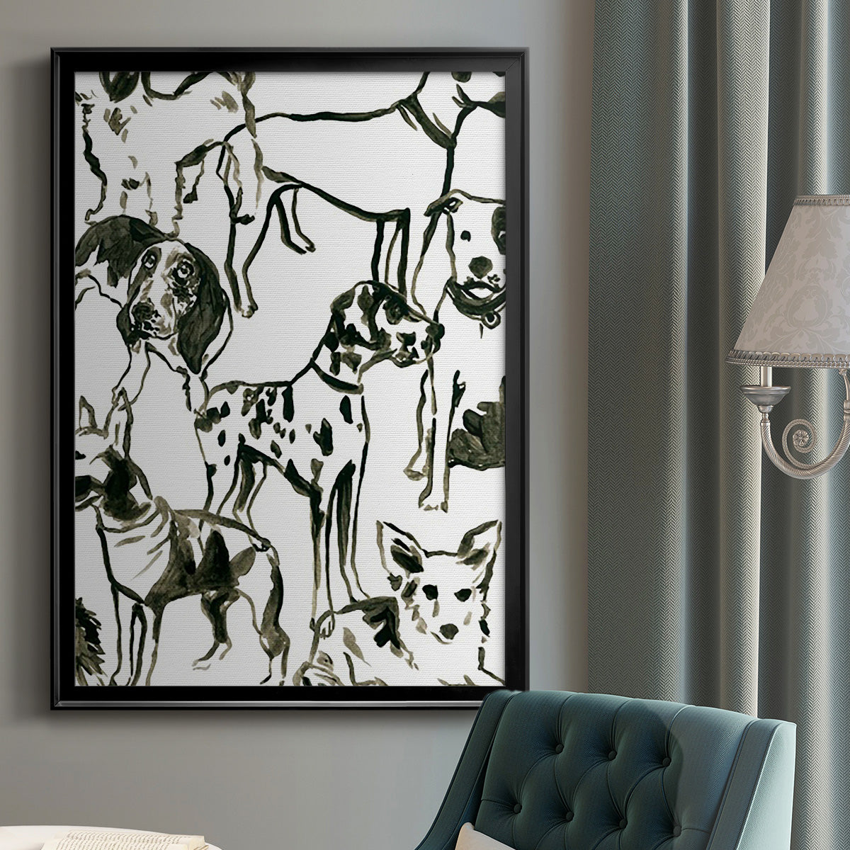 Canine Collage II - Modern Framed Canvas Print