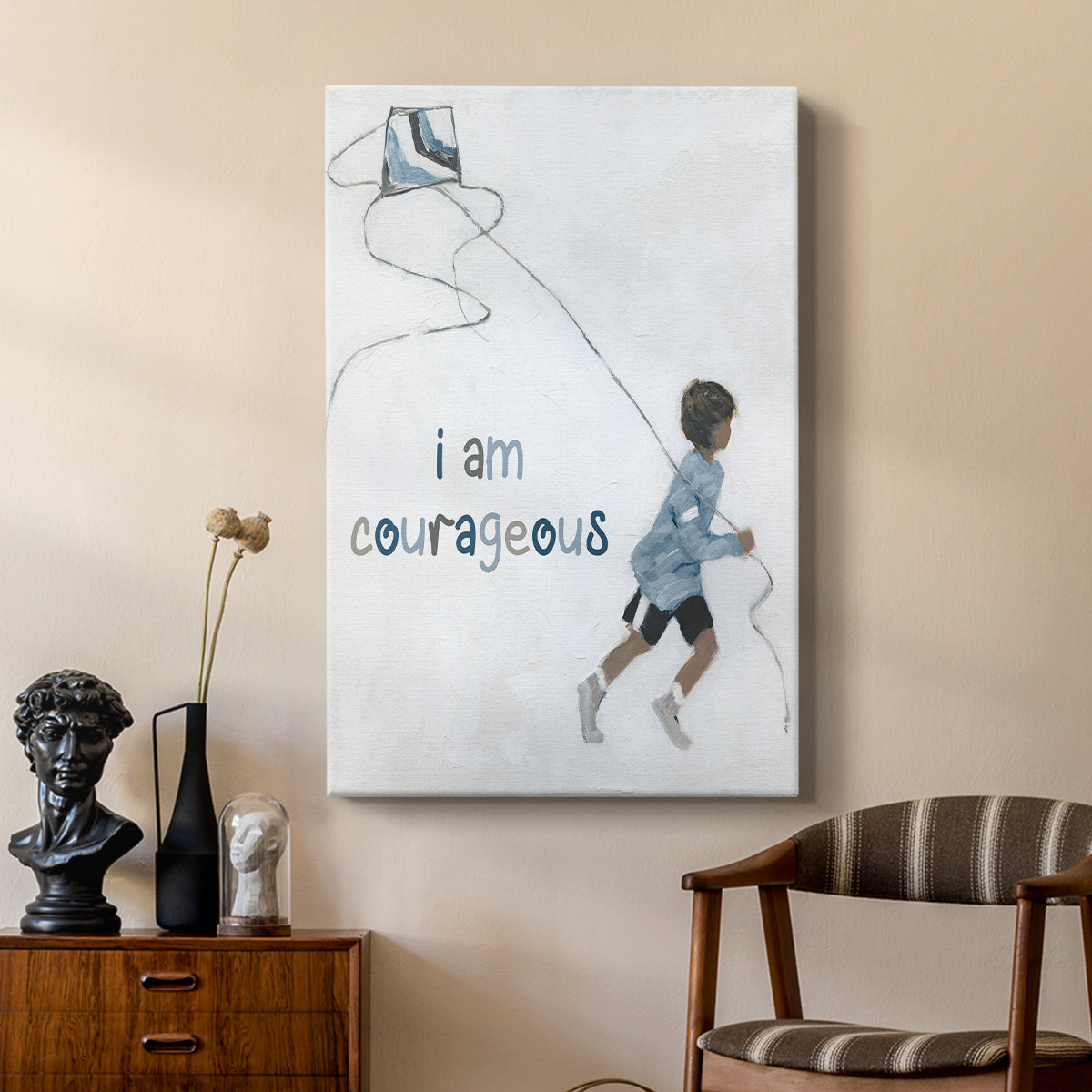 Boy Flying Kite - Canvas Art Print