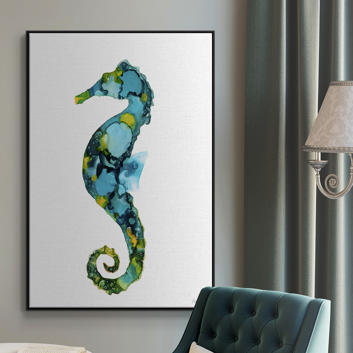 Seahorse Framed Premium Gallery Wrapped Canvas - Ready to Hang