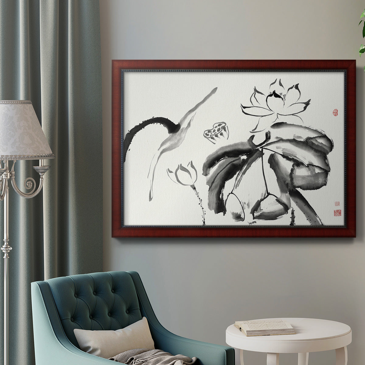 Lotus Study III Premium Framed Canvas- Ready to Hang