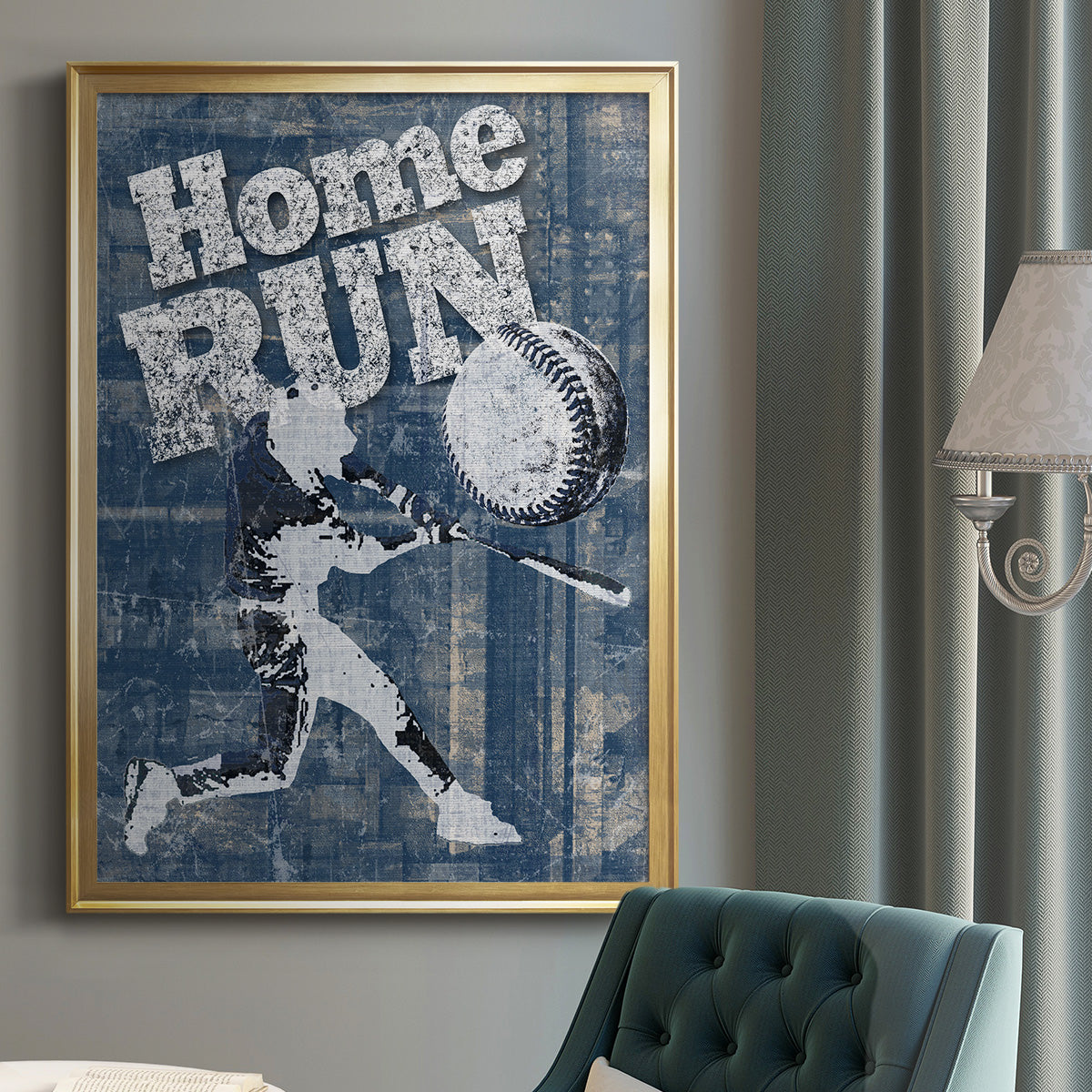 Home Run Hitter - Modern Framed Canvas Print
